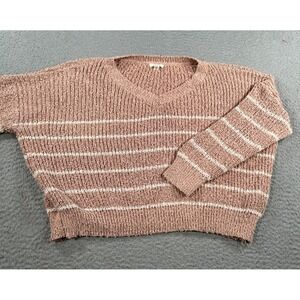 Debut‎ Sweater Women's XS Brown Striped Knitted Ribbed Holiday Preppy Stretch